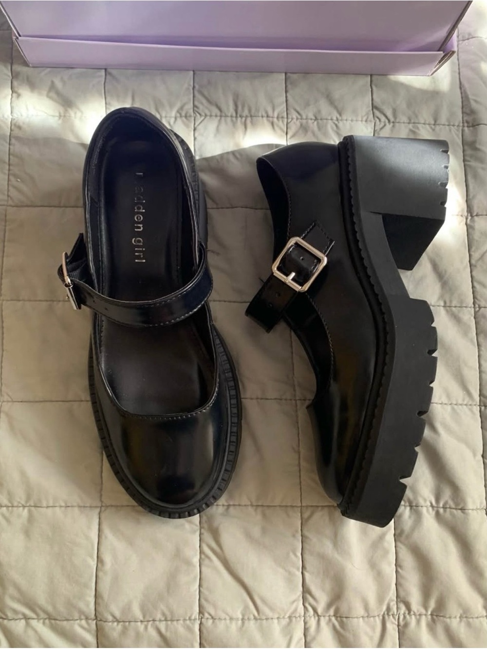 Madden Girl Black Chunky Mary Jane Platform Heels